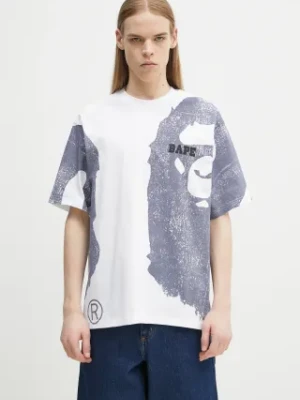 A Bathing Ape t-shirt bawełniany Water Print College męski kolor biały wzorzysty 1L30109339