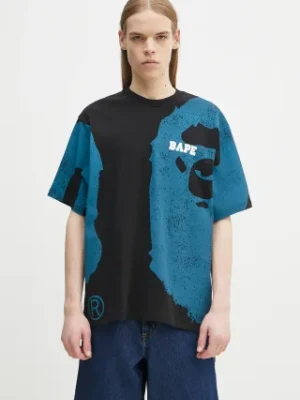 A Bathing Ape t-shirt bawełniany Water Print College męski kolor czarny wzorzysty 1L30109339