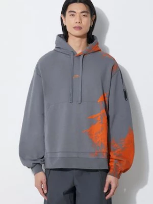 A-COLD-WALL* bluza bawełniana Brushstroke Hoodie męska kolor szary z kapturem z nadrukiem ACWMW183