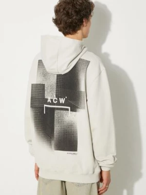 A-COLD-WALL* bluza bawełniana Brutalist Hoodie męska kolor szary z kapturem z nadrukiem ACWMW094-BONE