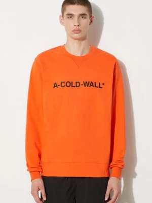 A-COLD-WALL* bluza bawełniana Essential Logo Crewneck męska kolor pomarańczowy z nadrukiem ACWMW082.-LIGHTORANG