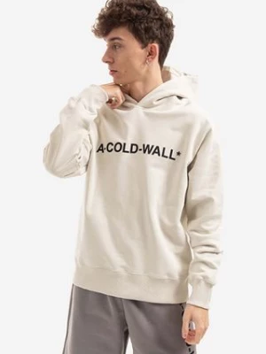 A-COLD-WALL* bluza bawełniana Essential Logo Hoodie męska kolor beżowy z kapturem z nadrukiem ACWMW057.-BONE
