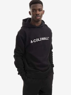 A-COLD-WALL* bluza bawełniana Essential Logo Hoodie męska kolor czarny z kapturem z nadrukiem ACWMW083.-LIGHTORANG