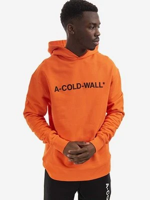 A-COLD-WALL* bluza bawełniana Essential Logo Hoodie męska kolor pomarańczowy z kapturem z nadrukiem ACWMW083.-LIGHTORANG