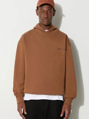 A-COLD-WALL* bluza bawełniana ESSENTIALS SMALL LOGO HOODIE męska kolor brązowy z kapturem gładka ACWMW145