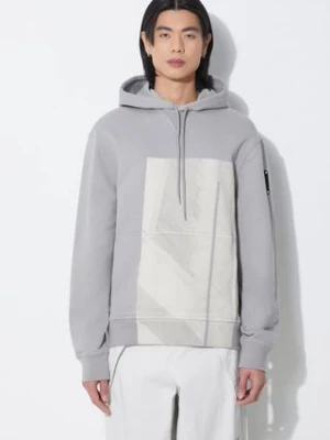 A-COLD-WALL* bluza bawełniana Strand Hoodie męska kolor szary z kapturem z nadrukiem ACWMW186