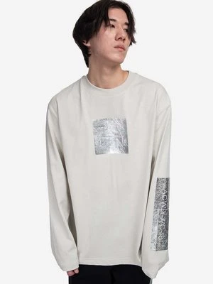 A-COLD-WALL* longsleeve bawełniany Foil Grid LS T-Shirt kolor szary z nadrukiem ACWMTS111-BONE