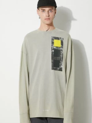 A-COLD-WALL* longsleeve bawełniany Relaxed Cubist LS T-shirt kolor szary z nadrukiem ACWMTS098-MOSSGREEN