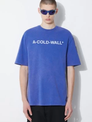 A-COLD-WALL* t-shirt bawełniany Overdye Logo T-Shirt męski kolor niebieski z nadrukiem ACWMTS186