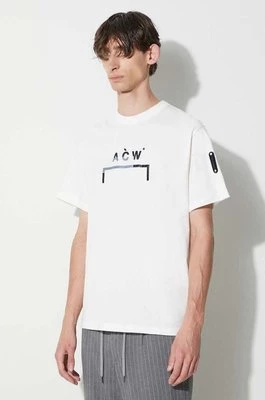 A-COLD-WALL* t-shirt bawełniany STRATA BRACKET T-SHIRT kolor biały z nadrukiem ACWMTS157C