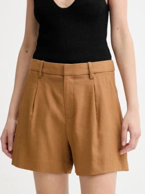 A.L.C. szorty lniane Charles damskie kolor brązowy gładkie medium waist 2PANT01158