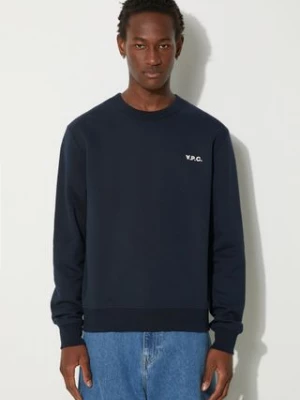 A.P.C. bluza bawełniana Boxy Petit Vpc męska kolor granatowy gładka COHBR-H27916