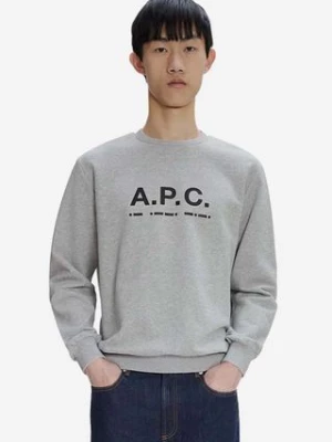 A.P.C. bluza bawełniana Franco męska kolor szary z nadrukiem COGAC.M27783-HEATHERGRE