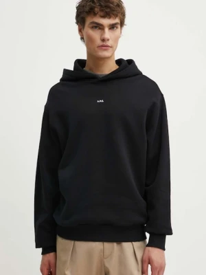 A.P.C. bluza bawełniana hoodie boxy micro logo GOTS czarny