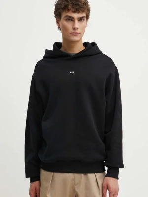A.P.C. bluza bawełniana hoodie boxy micro logo GOTS czarny