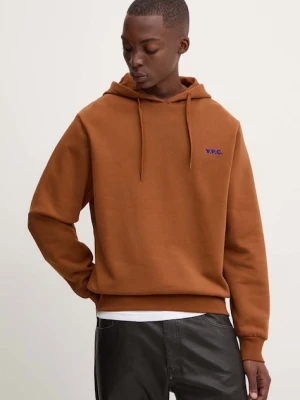 A.P.C. bluza bawełniana hoodie boxy petit vpc brązowy