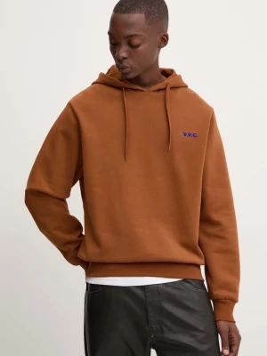 A.P.C. bluza bawełniana hoodie boxy petit vpc brązowy