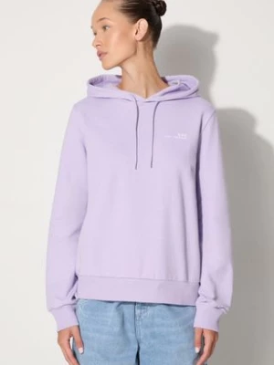 A.P.C. bluza bawełniana Hoodie Item F damska kolor fioletowy z kapturem gładka COEAS.F27674-PECHE