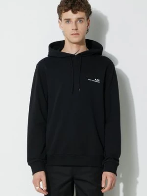 A.P.C. bluza bawełniana Hoodie Item męska kolor czarny z kapturem gładka COEAS.H27672-DARKNAVY