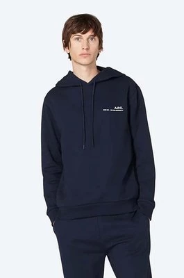 A.P.C. bluza bawełniana Hoodie Item męska kolor granatowy z kapturem gładka COEAS.H27672-DARKNAVY