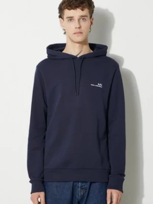 A.P.C. bluza bawełniana Hoodie Item męska kolor granatowy z kapturem gładka COEAS.H27672-DARKNAVY