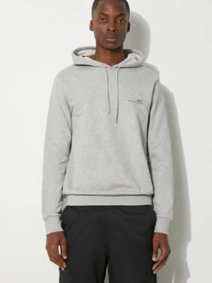 A.P.C. bluza bawełniana Hoodie Item męska kolor szary z kapturem gładka COEAS.H27672-DARKNAVY