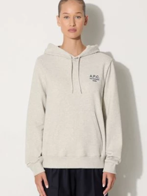 A.P.C. bluza bawełniana Hoodie Manuela damska kolor beżowy z kapturem z aplikacją COEZD.F27760-OFFWHITE