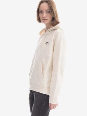 A.P.C. bluza bawełniana Hoodie Manuela damska kolor biały z kapturem z aplikacją COEZD.F27760-OFFWHITE