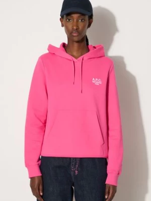 A.P.C. bluza bawełniana Hoodie Manuela damska kolor różowy z kapturem z aplikacją COEZD.F27760-OFFWHITE