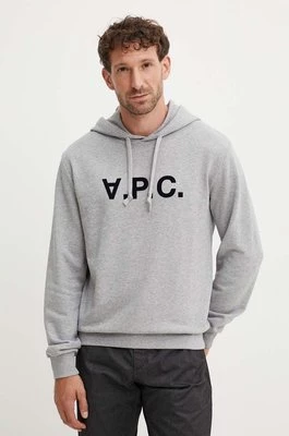 A.P.C. bluza bawełniana hoodie standard grand vpc GOTS kolor szary z kapturem COHBN.M27908