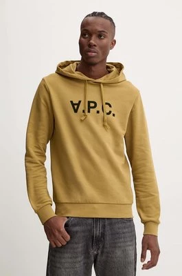 A.P.C. bluza bawełniana hoodie standard grand vpc GOTS kolor zielony z kapturem COHBN.M27908