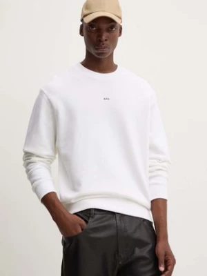 A.P.C. bluza bawełniana sweat boxy micro logo GOTS męska kolor biały gładka COHBX.H27910