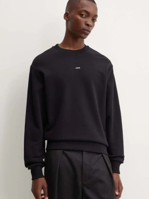 A.P.C. bluza bawełniana sweat boxy micro logo GOTS męska kolor czarny gładka COHBX.H27910