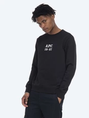 A.P.C. bluza bawełniana Sweat Gaby męska kolor czarny z nadrukiem COECQ.H27609-HEATHEREDG