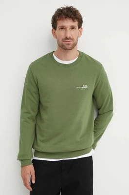 A.P.C. bluza bawełniana sweat item męska kolor zielony gładka COFBQ-H27608