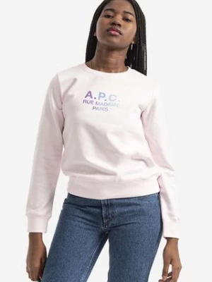A.P.C. bluza bawełniana Sweat Mathilda damska kolor różowy z nadrukiem COEBH.F27712-ROSE