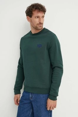 A.P.C. bluza bawełniana Sweat Rider męska kolor zielony gładka COGVG.H27699.KAG