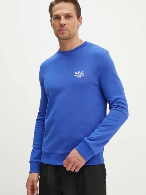 A.P.C. bluza bawełniana sweat rider niebieski