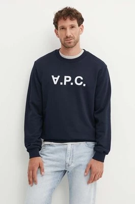 A.P.C. bluza bawełniana sweat standard grand vpc GOTS kolor granatowy COHBN.M27907