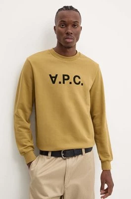 A.P.C. bluza bawełniana sweat standard grand vpc GOTS kolor zielony COHBN.M27907