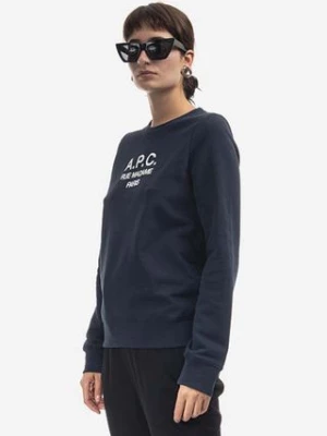 A.P.C. bluza bawełniana Sweat Tina damska kolor granatowy z aplikacją COEZD.F27561-MARINE