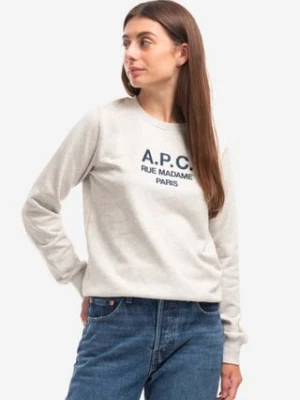 A.P.C. bluza bawełniana Sweat Tina damska kolor szary z aplikacją COEZD.F27561-MARINE