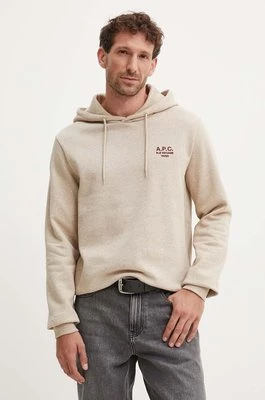 A.P.C. bluza hoodie standard rue madame GOTS kolor beżowy z kapturem melanżowa COHBV.M27914