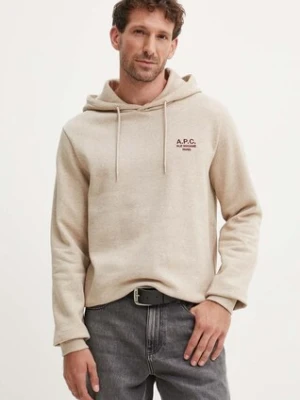 A.P.C. bluza hoodie standard rue madame GOTS kolor beżowy z kapturem melanżowa COHBV.M27914