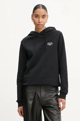 A.P.C. bluza hoodie standard rue madame GOTS kolor czarny z kapturem melanżowa COHBV.M27914