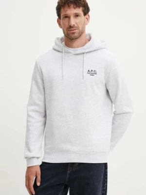 A.P.C. bluza hoodie standard rue madame GOTS kolor szary z kapturem melanżowa COHBV.M27914