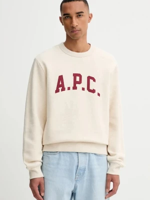 A.P.C. bluza sweat harris - GOTS męska kolor beżowy z nadrukiem COHBR.H37012