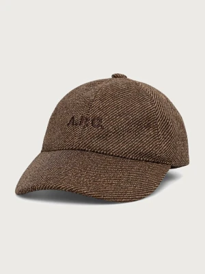 A.P.C. czapka bejsbolówka z wełną casquette charlie brązowy