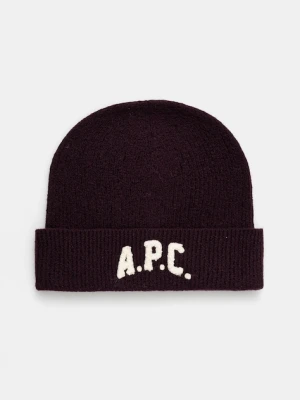 A.P.C. czapka wełniana bonnet axel kolor bordowy WVBDK.M25111