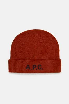 A.P.C. czapka wełniana bonnet harry kolor brązowy wełniana WVBDK.M25085